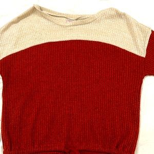 Red long sleeve with tie.